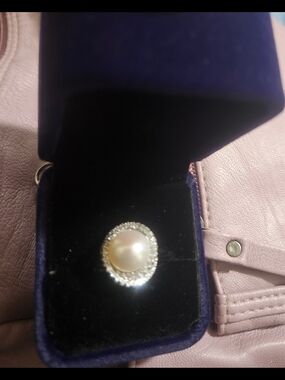 South Sea Large Pearl Halo Ring in 925 Silver
